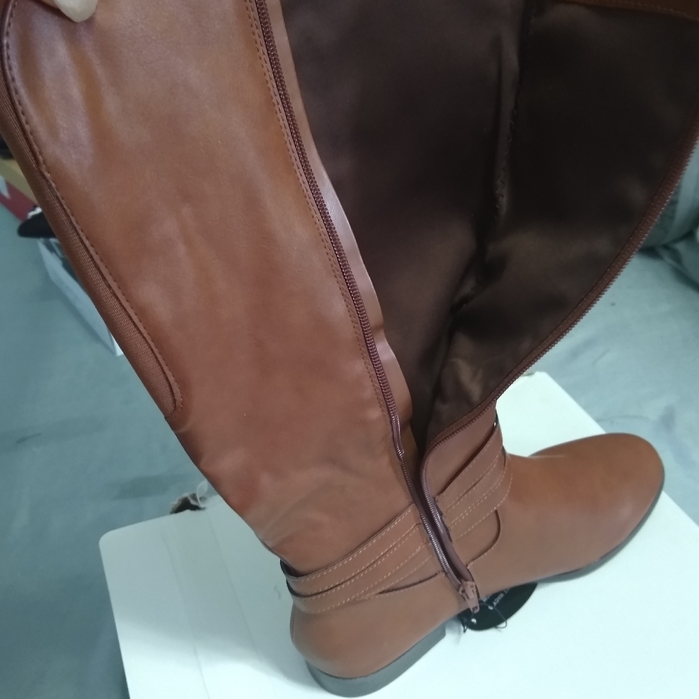 Brown wide calf boots